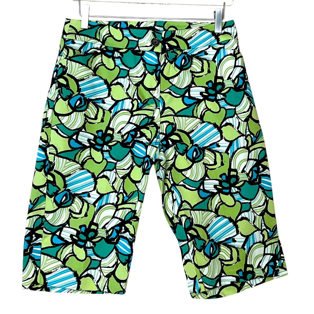TRIBAL sz 4 Capris Pockets Zipper with Button Closure Greens